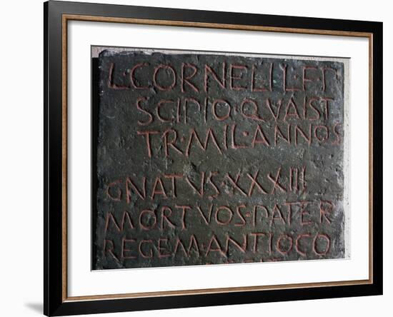 Slab from Lucius Cornelius Scipio's Sarcophagus from Tomb of Scipios, Via Appia, Rome, Italy BC-null-Framed Giclee Print