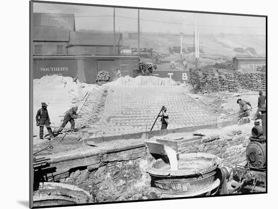 Slag Run and Filling Slag Pots, Sloss City Furnaces, Birmingham, Ala.-null-Mounted Photo