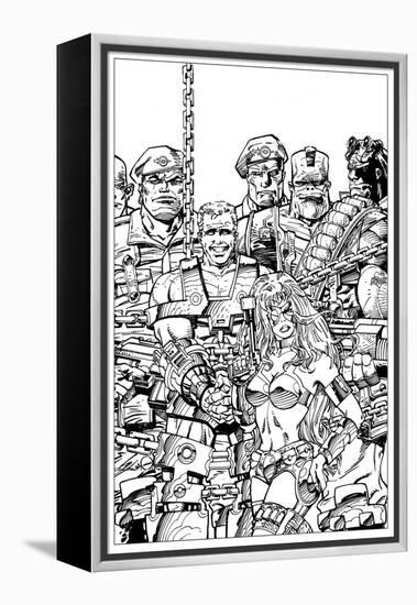 Slammers Cover for 'Cards Illustrated' No. 8 - Inks-Walter Simonson-Framed Stretched Canvas