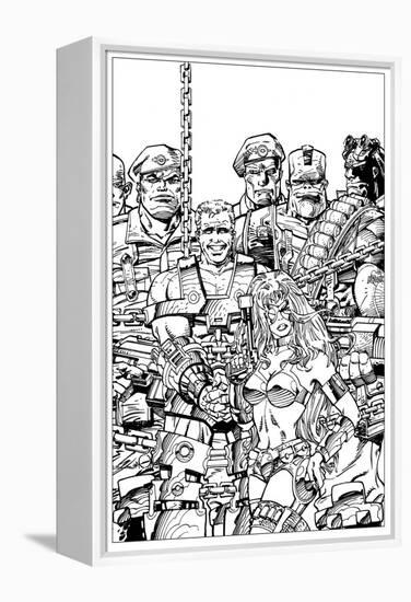 Slammers Cover for 'Cards Illustrated' No. 8 - Inks-Walter Simonson-Framed Stretched Canvas