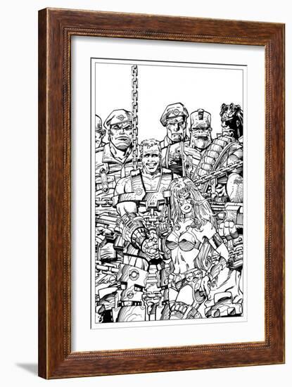 Slammers Cover for 'Cards Illustrated' No. 8 - Inks-Walter Simonson-Framed Premium Giclee Print