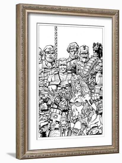 Slammers Cover for 'Cards Illustrated' No. 8 - Inks-Walter Simonson-Framed Art Print