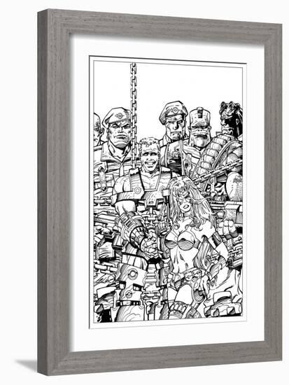 Slammers Cover for 'Cards Illustrated' No. 8 - Inks-Walter Simonson-Framed Art Print