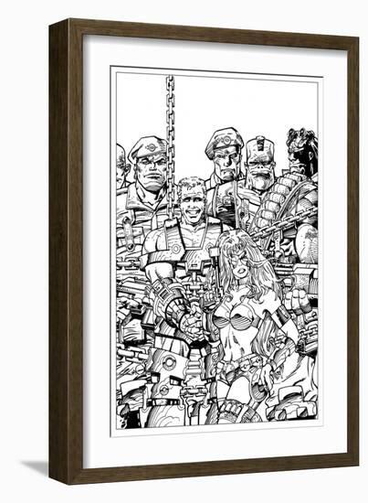 Slammers Cover for 'Cards Illustrated' No. 8 - Inks-Walter Simonson-Framed Art Print