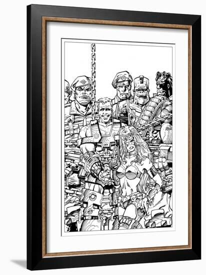 Slammers Cover for 'Cards Illustrated' No. 8 - Inks-Walter Simonson-Framed Art Print