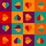 Geometrical Pattern With Hearts-Slanapotam-Framed Art Print