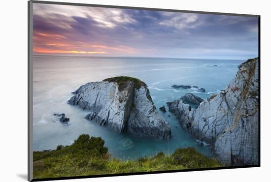 Slate Cliffs Near Morte Point at Sunset, Mortehoe, North Devon, England. Summer-Adam Burton-Mounted Photographic Print