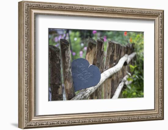 Slate Heart, Marked, Happy Home, Old Fence-Andrea Haase-Framed Photographic Print