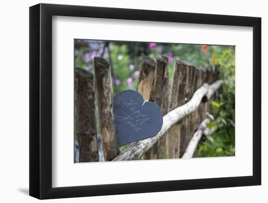 Slate Heart, Marked, Happy Home, Old Fence-Andrea Haase-Framed Photographic Print