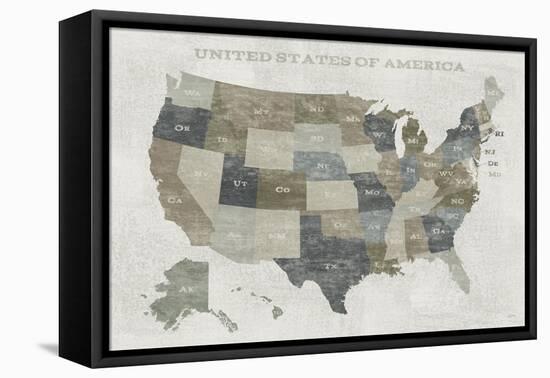 Slate US Map-Sue Schlabach-Framed Stretched Canvas