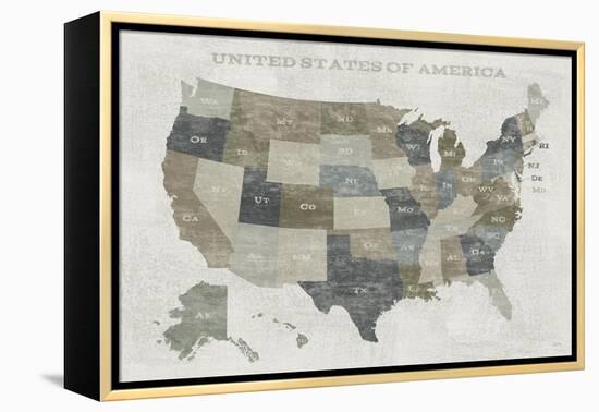 Slate US Map-Sue Schlabach-Framed Stretched Canvas