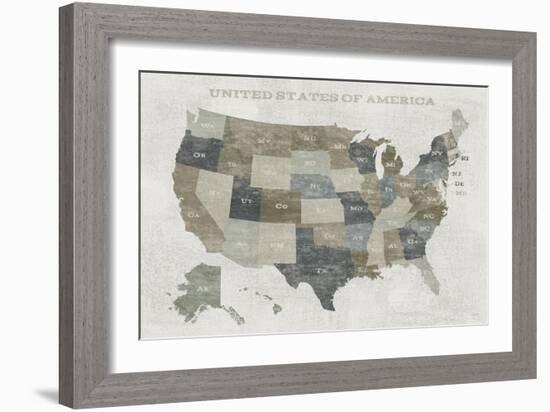 Slate US Map-Sue Schlabach-Framed Art Print