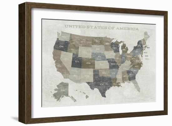 Slate US Map-Sue Schlabach-Framed Art Print