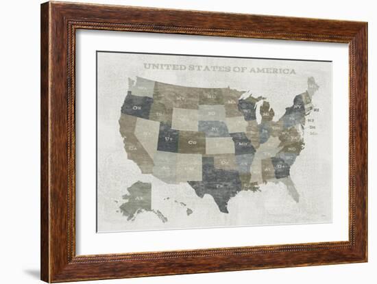 Slate US Map-Sue Schlabach-Framed Art Print