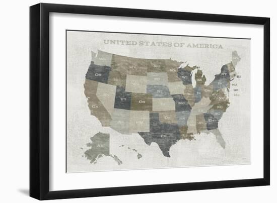 Slate US Map-Sue Schlabach-Framed Art Print