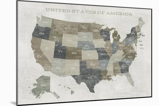 Slate US Map-Sue Schlabach-Mounted Art Print