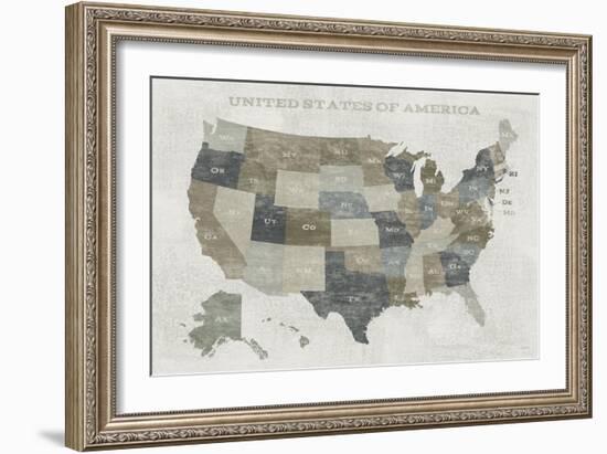 Slate US Map-Sue Schlabach-Framed Premium Giclee Print