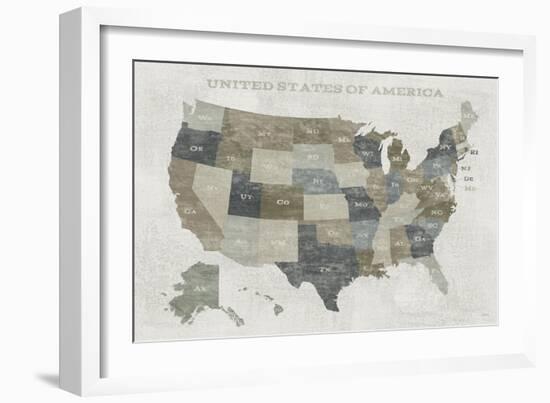 Slate US Map-Sue Schlabach-Framed Premium Giclee Print