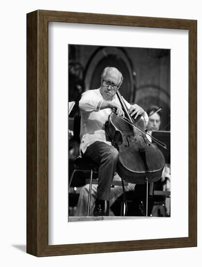 Slava Rostropovich Playing the Cello on a Stage-null-Framed Photographic Print