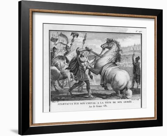 Slave Revolt Spartacus as a Symbol of His Determination Kills His Own Horse Before the Final Battle-Augustyn Mirys-Framed Art Print