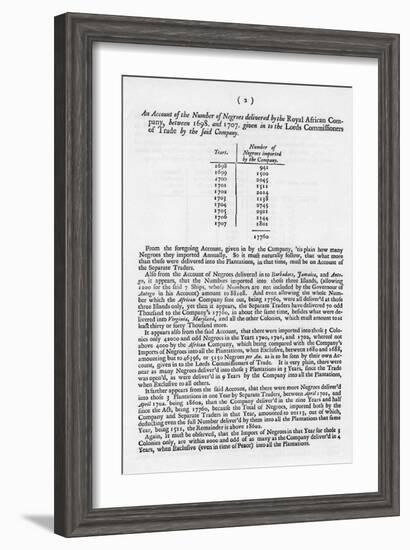 Slavery Accounts, 1698-1701-null-Framed Giclee Print