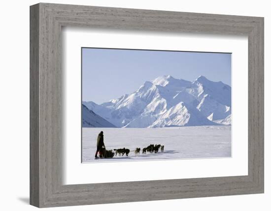 Sled Dogs, Park Ranger, Mount McKinley, Denali National Park, Alaska, USA-Gerry Reynolds-Framed Photographic Print