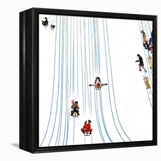 "Sledding Designs in the Snow," February 3, 1962-John Falter-Framed Premier Image Canvas