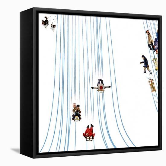 "Sledding Designs in the Snow," February 3, 1962-John Falter-Framed Premier Image Canvas