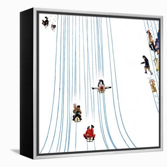 "Sledding Designs in the Snow," February 3, 1962-John Falter-Framed Premier Image Canvas