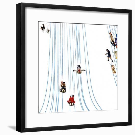 "Sledding Designs in the Snow," February 3, 1962-John Falter-Framed Premium Giclee Print