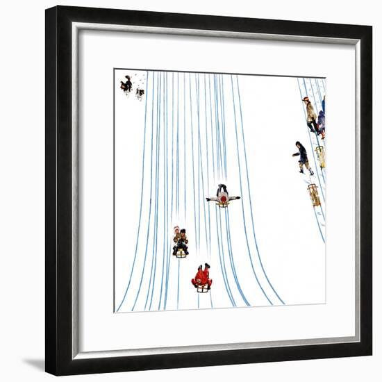 "Sledding Designs in the Snow," February 3, 1962-John Falter-Framed Premium Giclee Print