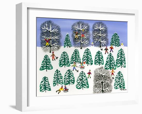 Sledding in the Pines-Gordon Barker-Framed Giclee Print