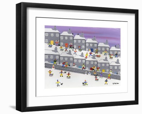 Sledding in the Streets-Gordon Barker-Framed Giclee Print