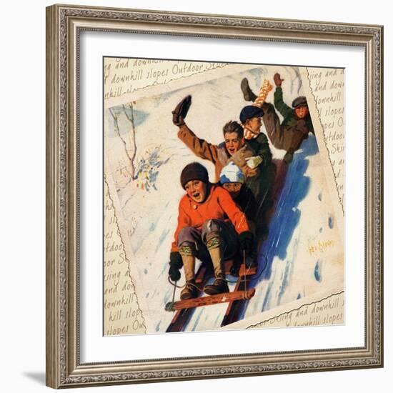 Sledding Montage 2-null-Framed Giclee Print