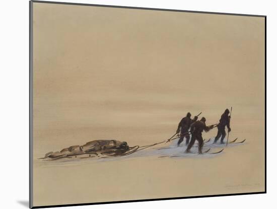 Sledge Hauling on Ski. A Grey Day on the Great Ice Barrier, 1903-Edward Adrian Wilson-Mounted Giclee Print