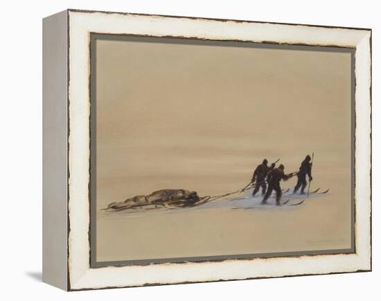 Sledge Hauling on Ski. A Grey Day on the Great Ice Barrier, 1903-Edward Adrian Wilson-Framed Premier Image Canvas