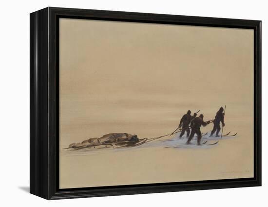 Sledge Hauling on Ski. A Grey Day on the Great Ice Barrier, 1903-Edward Adrian Wilson-Framed Premier Image Canvas