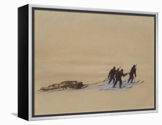 Sledge Hauling on Ski. A Grey Day on the Great Ice Barrier, 1903-Edward Adrian Wilson-Framed Premier Image Canvas