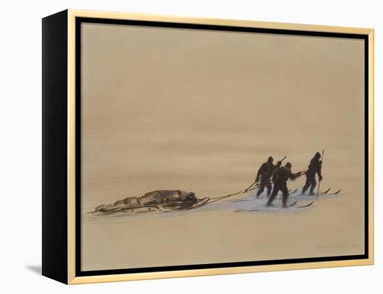 Sledge Hauling on Ski. A Grey Day on the Great Ice Barrier, 1903-Edward Adrian Wilson-Framed Premier Image Canvas