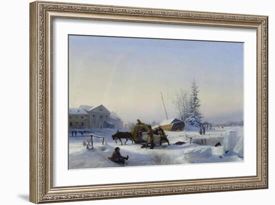 Sledge on Ice (Winter in a Former Wine Village), 1849-Leo Lagorio-Framed Giclee Print