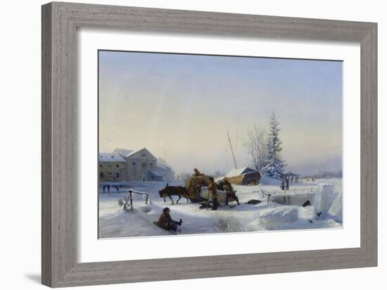 Sledge on Ice (Winter in a Former Wine Village), 1849-Leo Lagorio-Framed Giclee Print