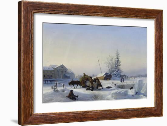 Sledge on Ice (Winter in a Former Wine Village), 1849-Leo Lagorio-Framed Giclee Print