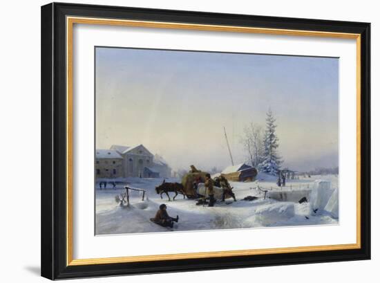 Sledge on Ice (Winter in a Former Wine Village), 1849-Leo Lagorio-Framed Giclee Print