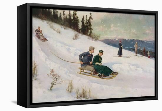 Sledge Riding and Skiing-Axel Hjalmar Ender-Framed Premier Image Canvas