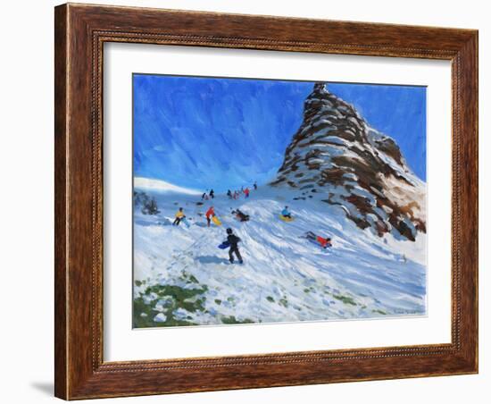 Sledging, Chrome Hill, Derbyshire, Peak-Andrew Macara-Framed Giclee Print