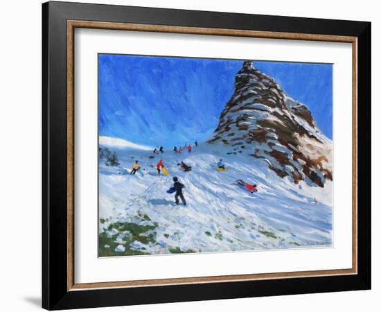 Sledging, Chrome Hill, Derbyshire, Peak-Andrew Macara-Framed Giclee Print