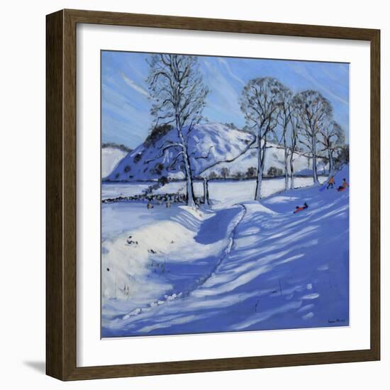 Sledging, Derbyshire Peak District, 2012-Andrew Macara-Framed Giclee Print