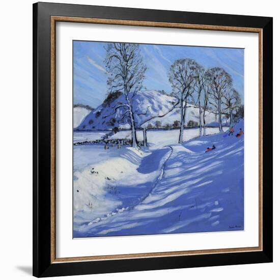 Sledging, Derbyshire Peak District, 2012-Andrew Macara-Framed Giclee Print