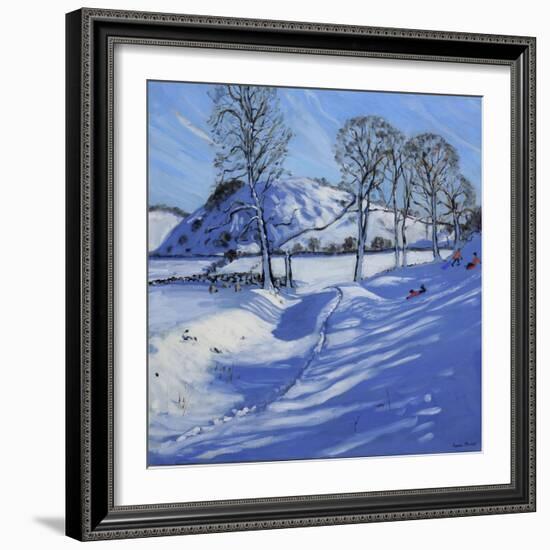 Sledging, Derbyshire Peak District, 2012-Andrew Macara-Framed Giclee Print