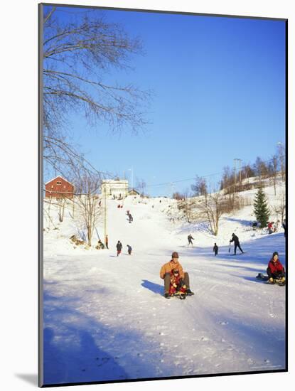 Sledging for Fun, Near Oslo, Norway, Scandinavia-David Lomax-Mounted Photographic Print